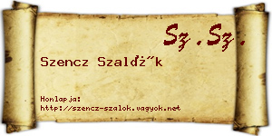 Szencz Szalók névjegykártya